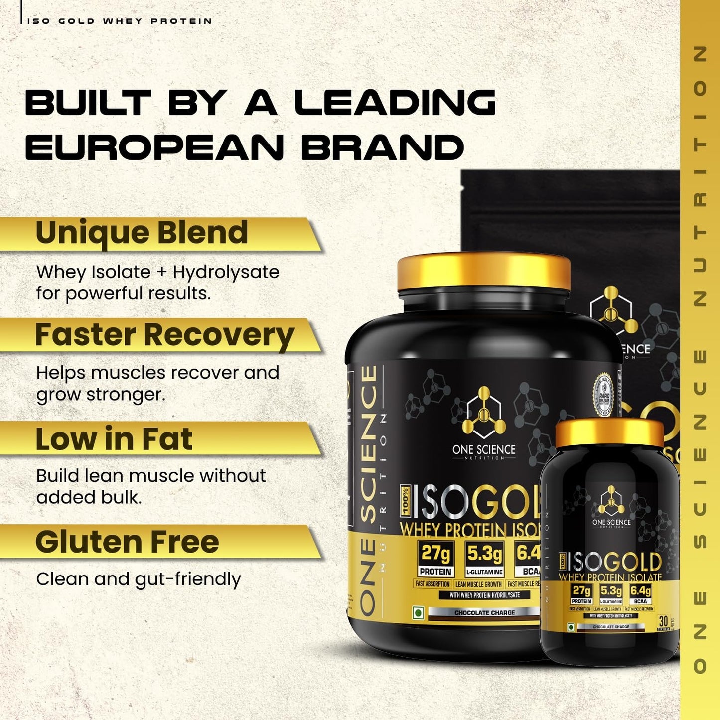 OSN Iso Gold Whey Protein 5lbs Grass Fed Whey 27g Protein Chocolate charge | One Science Nutrition at Broadway