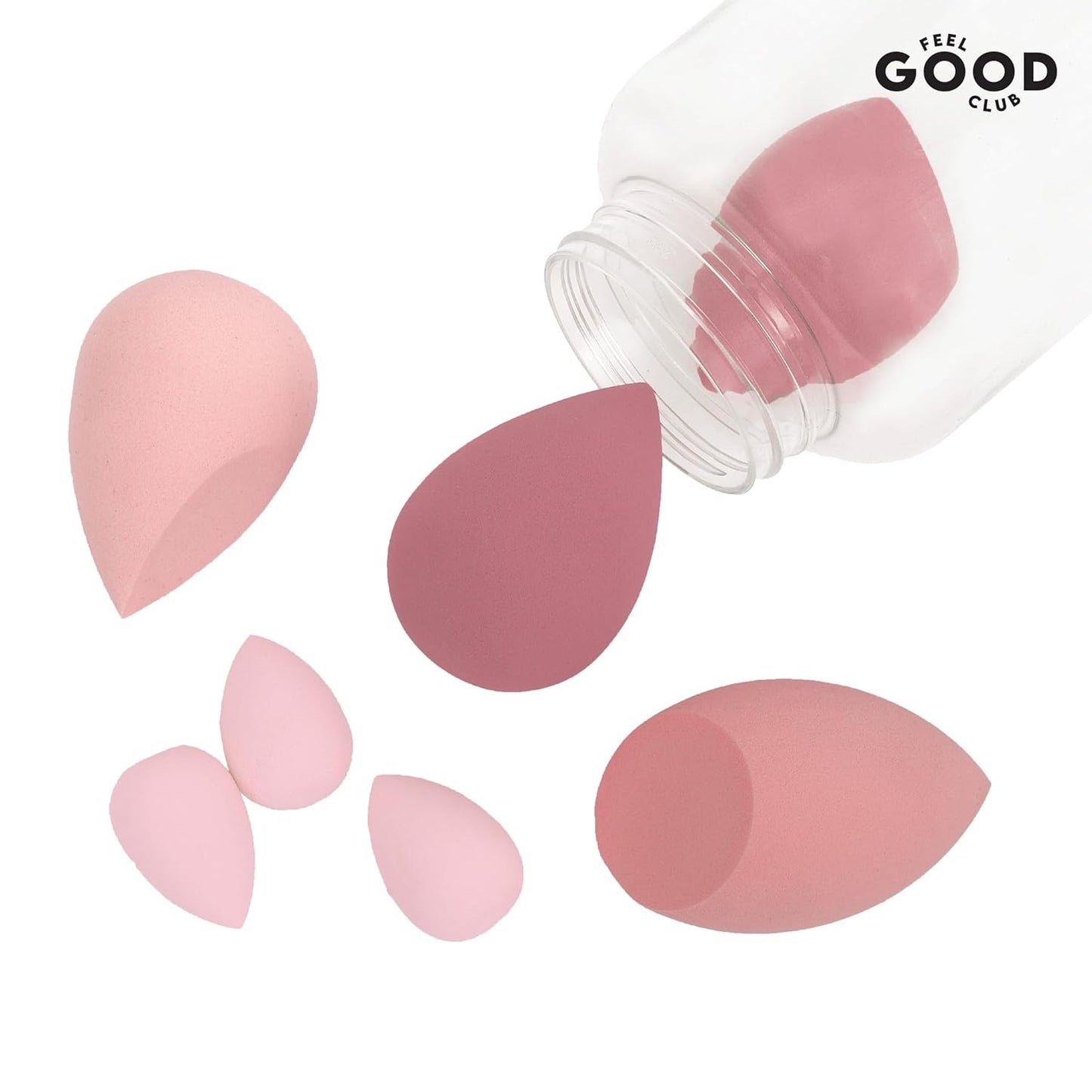 Feel Good Club Blender Besties - 7 Makeup Sponges In A Jar (4 Full Size & 3 Mini - Colours May Vary)