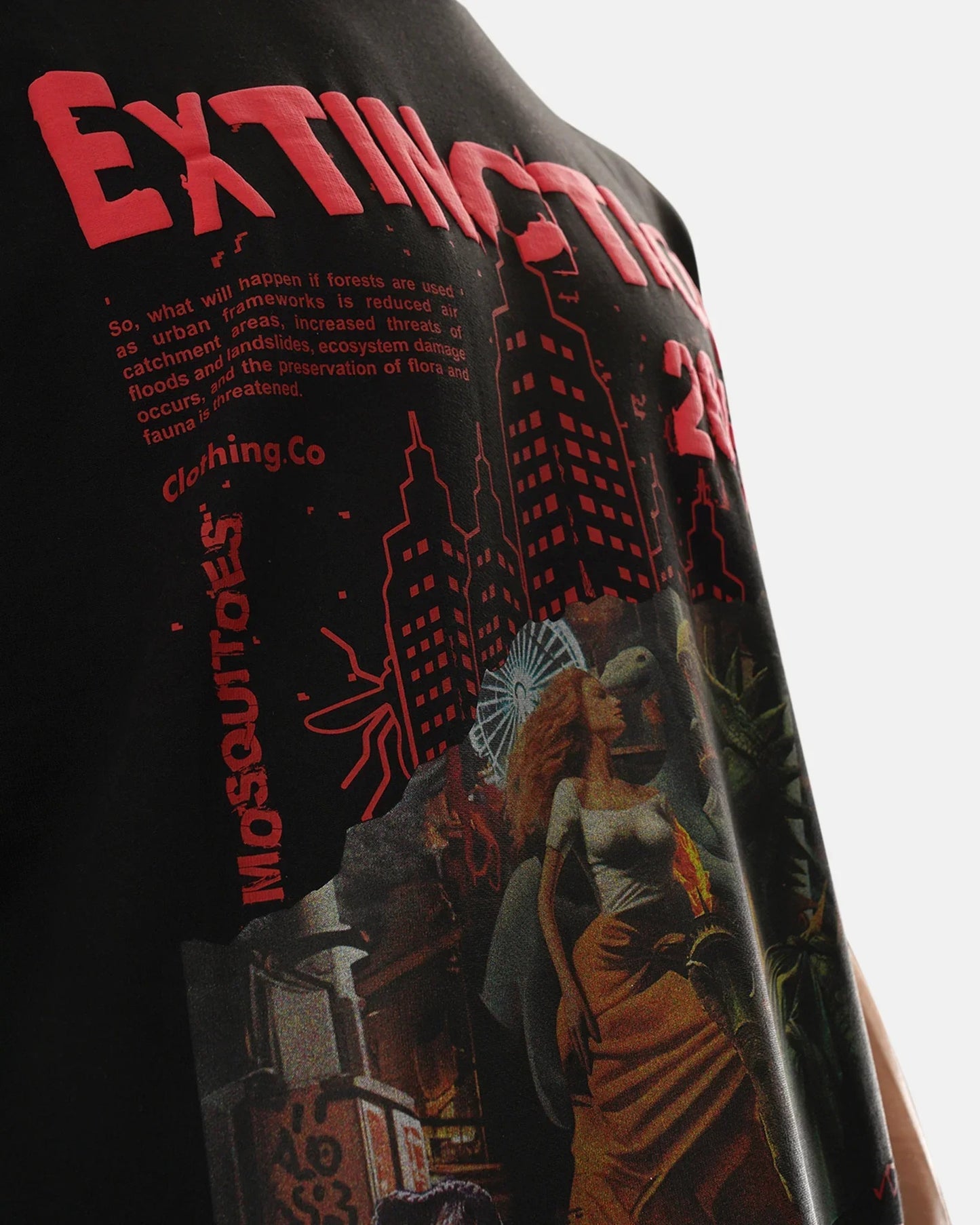 Extinction Drop Shoulder Terry T-Shirt in Black