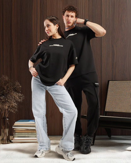 Back Graffti print Drop Shoulder Crew Neck T-Shirt
