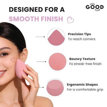 Feel Good Club Blender Besties - 7 Makeup Sponges In A Jar (4 Full Size & 3 Mini - Colours May Vary)