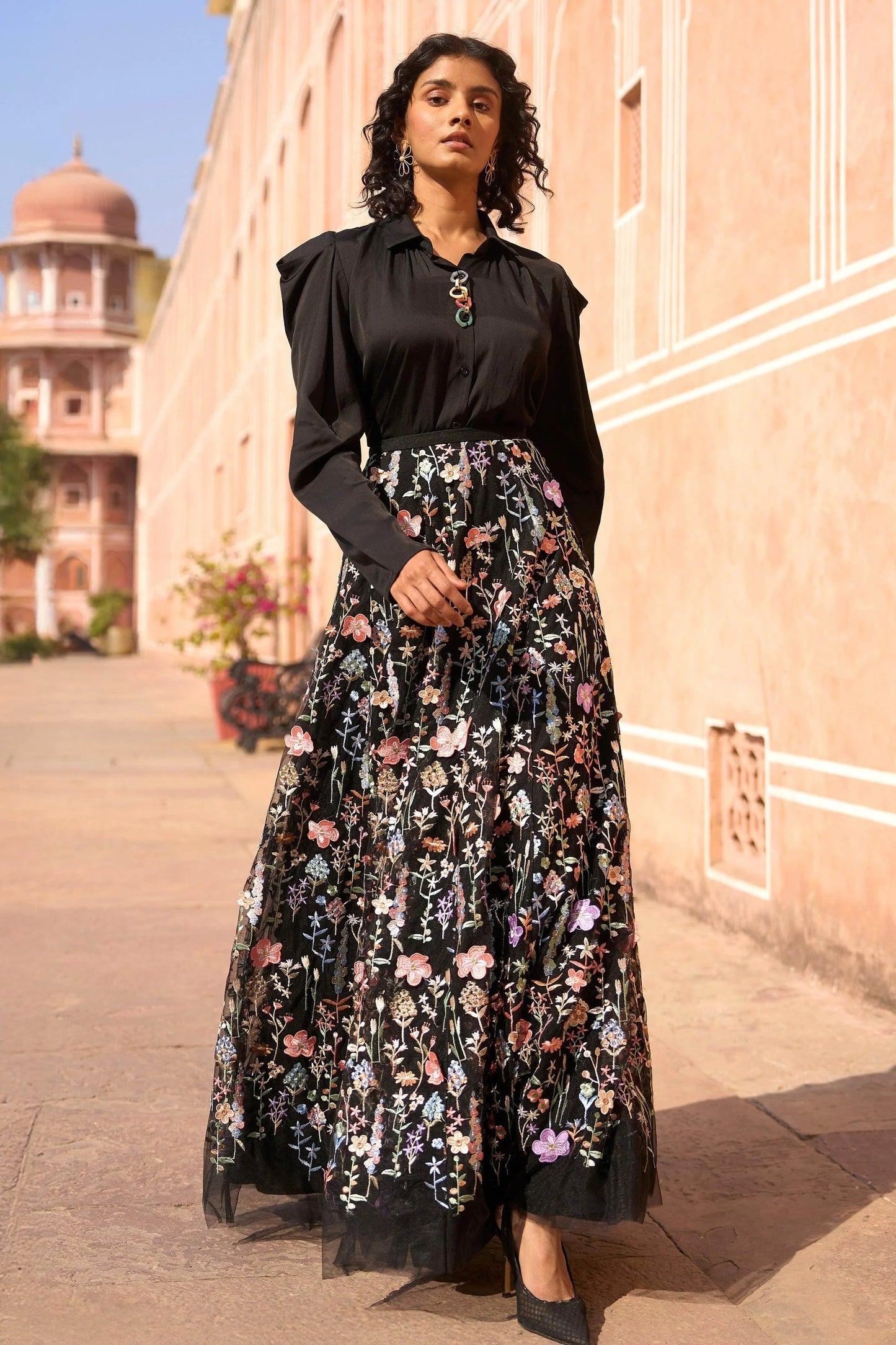 3D FLORAL MAXI SKIRT | Dash and Dot at Broadway