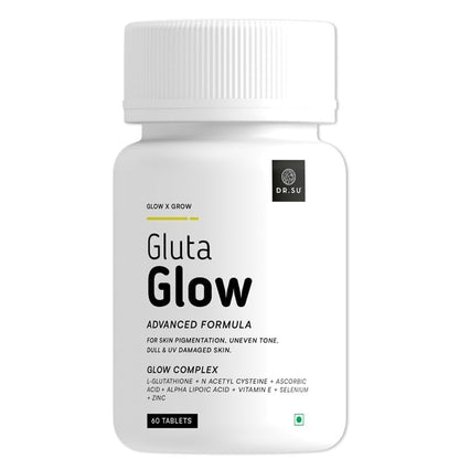 Dr. Su Gluta Glow Supplement | Liposomal Glutathione with 500 mg L-Glutathione along with Vitamin C, E, Zinc, Selenium & NAC | For Pigmentation, Dull & UV-Damaged Skin | Dr. Su at Broadway
