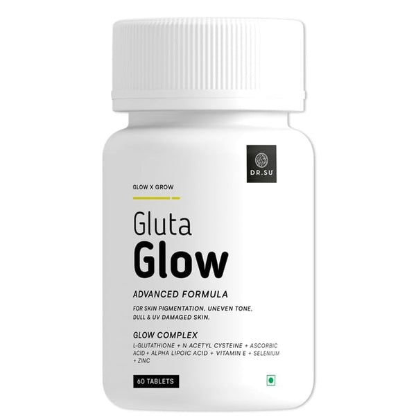 Dr. Su Gluta Glow Supplement | Liposomal Glutathione with 500 mg L-Glutathione along with Vitamin C, E, Zinc, Selenium & NAC | For Pigmentation, Dull & UV-Damaged Skin