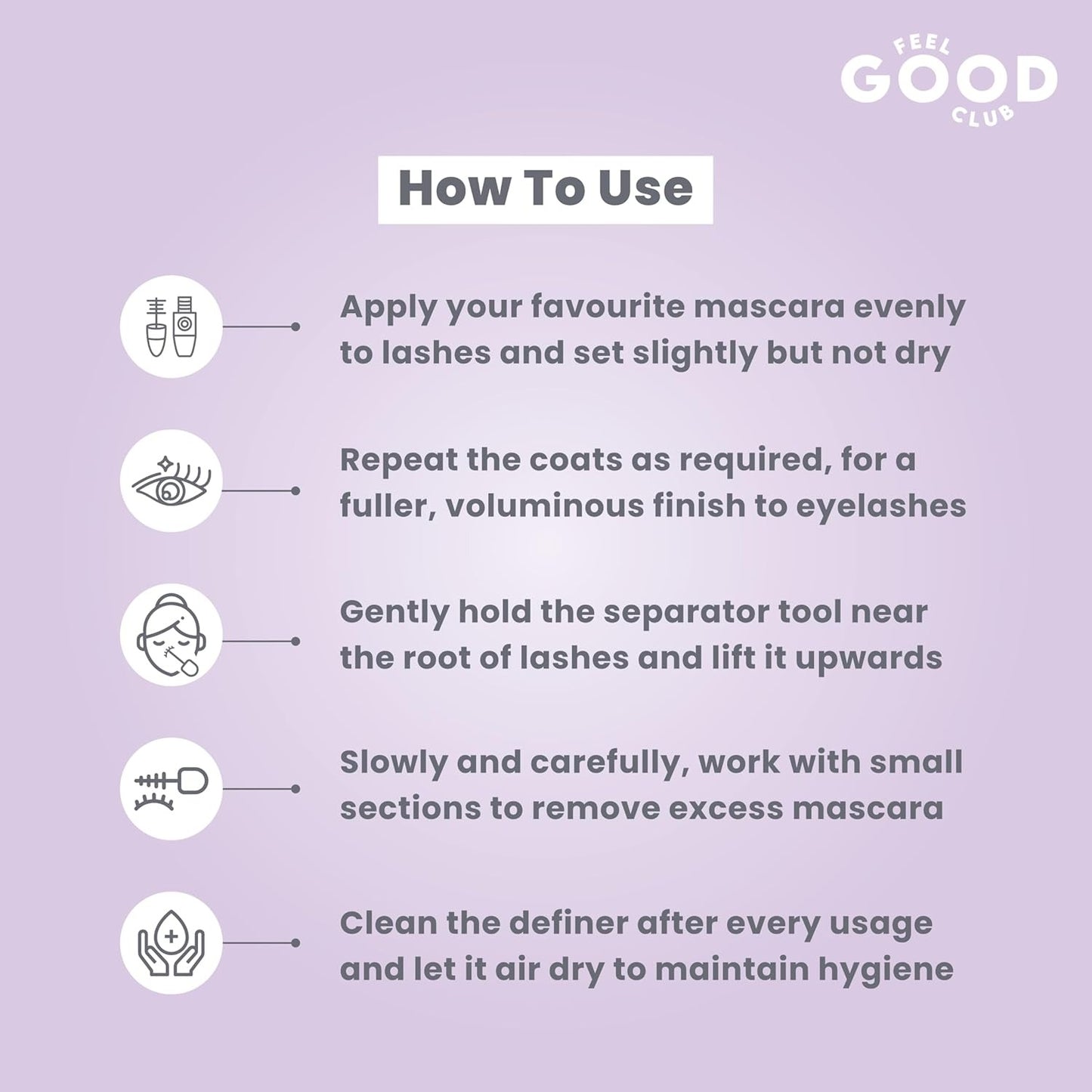 Feel Good Club Eyelash Separator Mascara Comb - Eye Makeup Definer Brush For Natural & False Lashes