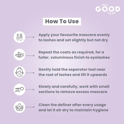 Feel Good Club Eyelash Separator Mascara Comb - Eye Makeup Definer Brush For Natural & False Lashes