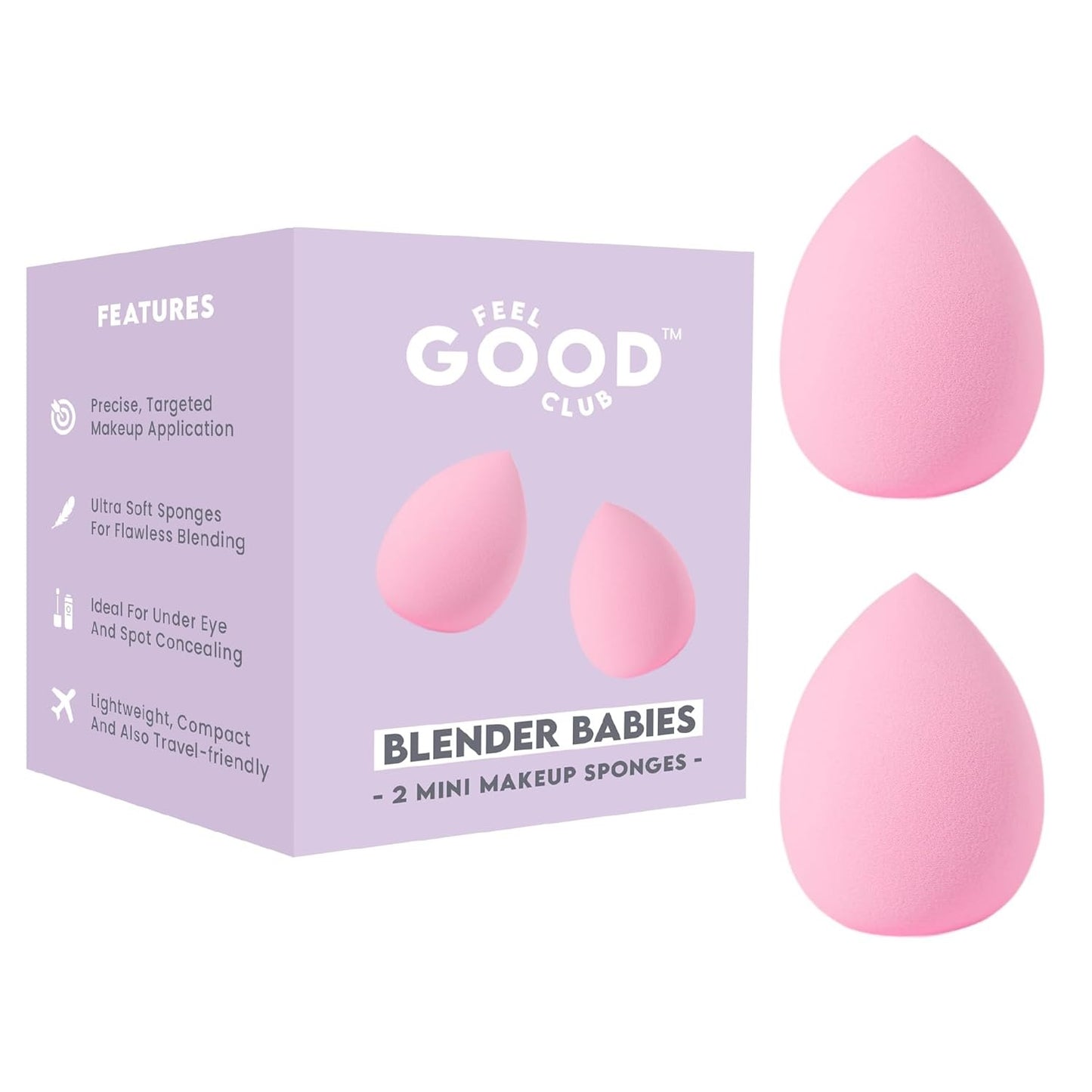 Feel Good Club Blender Babies Soft Mini Makeup Sponges Concealer Applicator Beauty Puffs - Pack Of 2