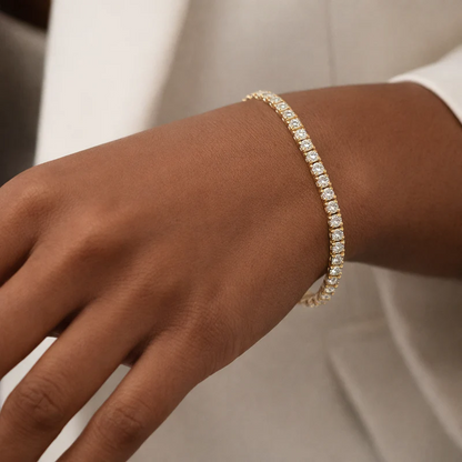 14 KT Gold Plated Rhinestone Tennis Bracelet, Aurora