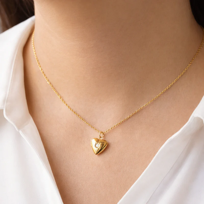 18kt Gold Plated Starstruck Opal Stone Photo Locket Keepsake Necklace, Noor