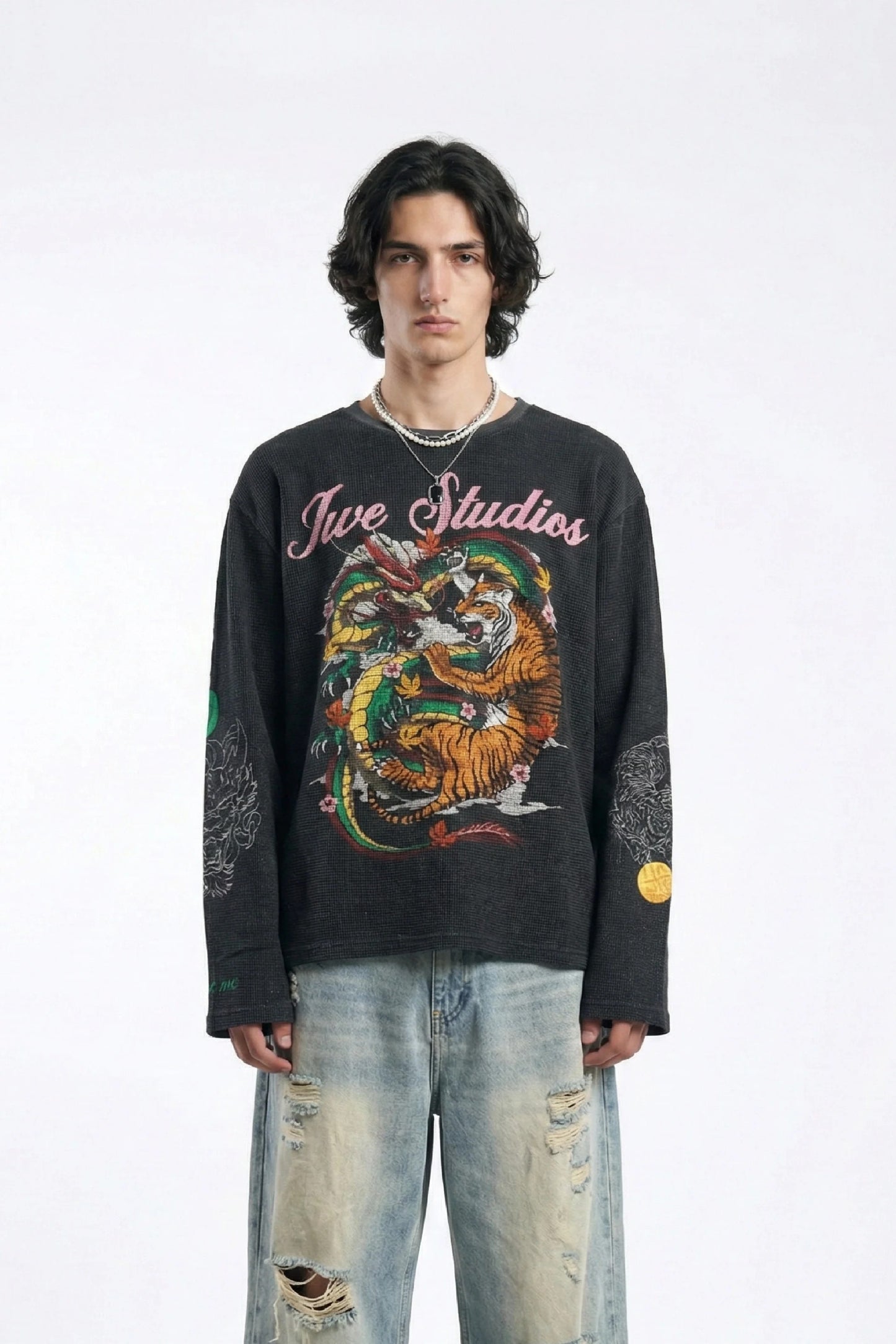 Dragon X Tiger Waffle Full Sleeve Tee