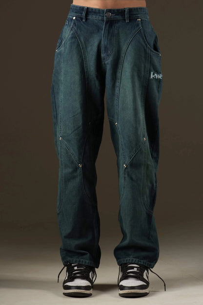 Green Panelled Pants Organic Cotton