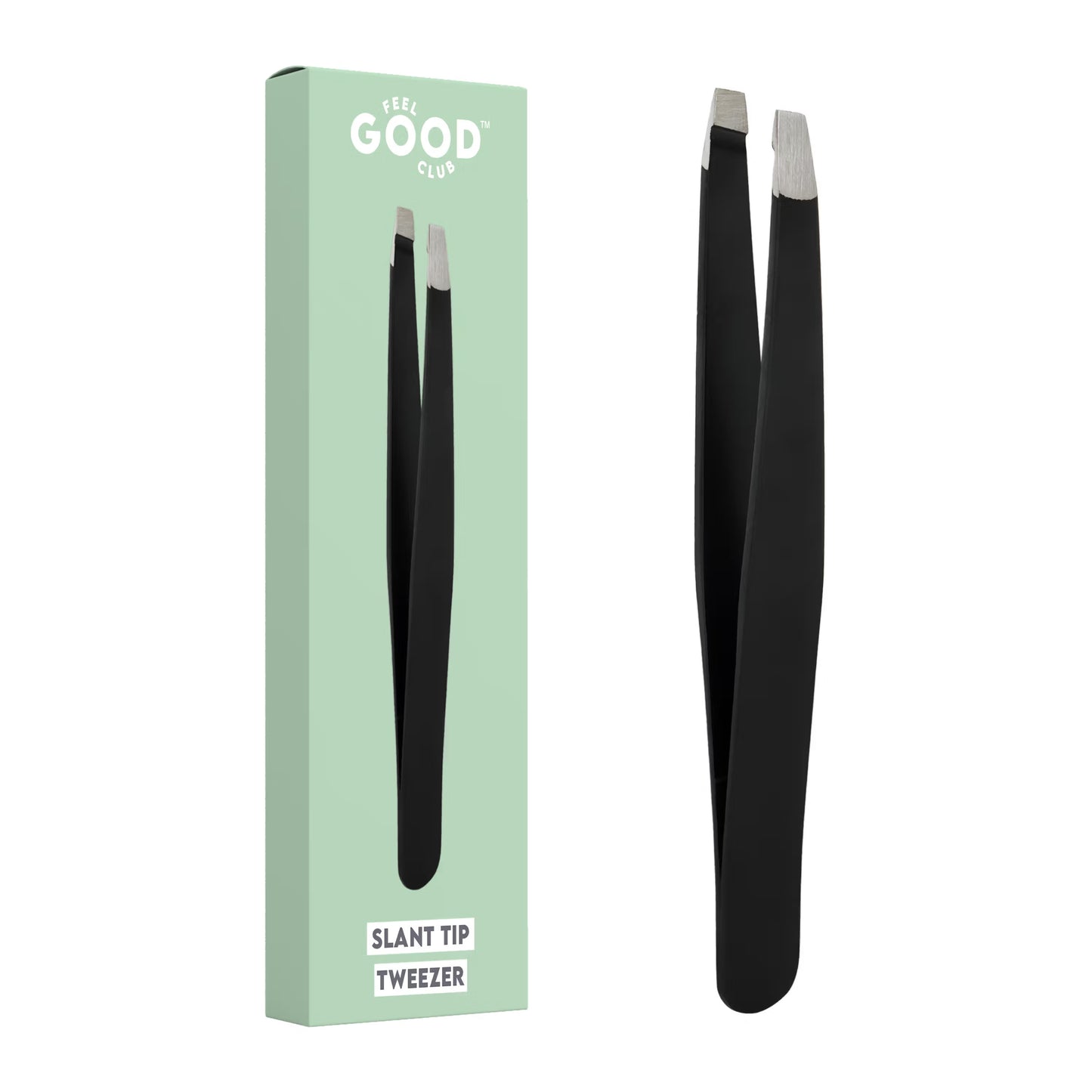 Feel Good Club Slant Tip Tweezer - Premium Plucker Tool For Eyebrows And Unwanted Facial Hair