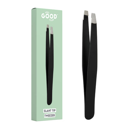 Feel Good Club Slant Tip Tweezer - Premium Plucker Tool For Eyebrows And Unwanted Facial Hair