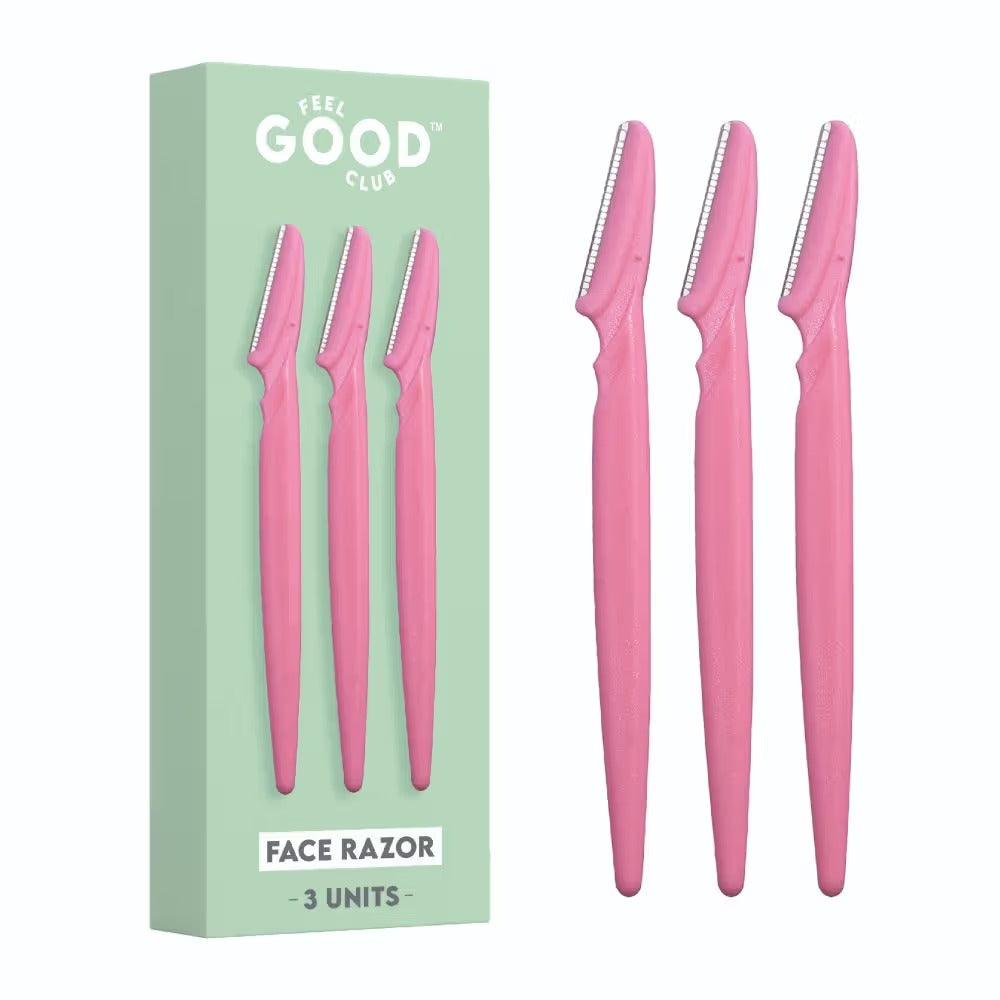 Feel Good Club Face & Eyebrow Razor - Pack Of 3 Reusable Razors For Instant & Painless Hair Removal