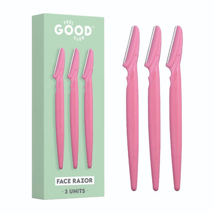 Feel Good Club Face & Eyebrow Razor - Pack Of 3 Reusable Razors For Instant & Painless Hair Removal