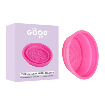 Feel Good Club Swirl & Scrub Mini Foldable Makeup Brush Cleaner Silicone Bowl With Textured Surface