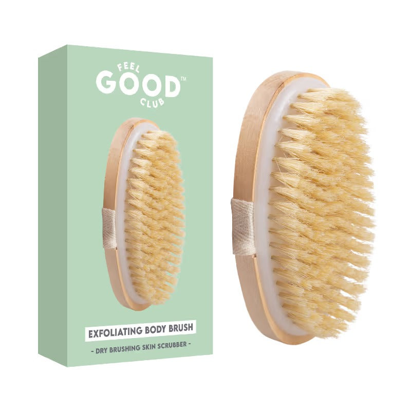 Feel Good Club Exfoliating Dry Body Scrubbing Pre Bath Brush For Skin Lymphatic Drainage & Cellulite
