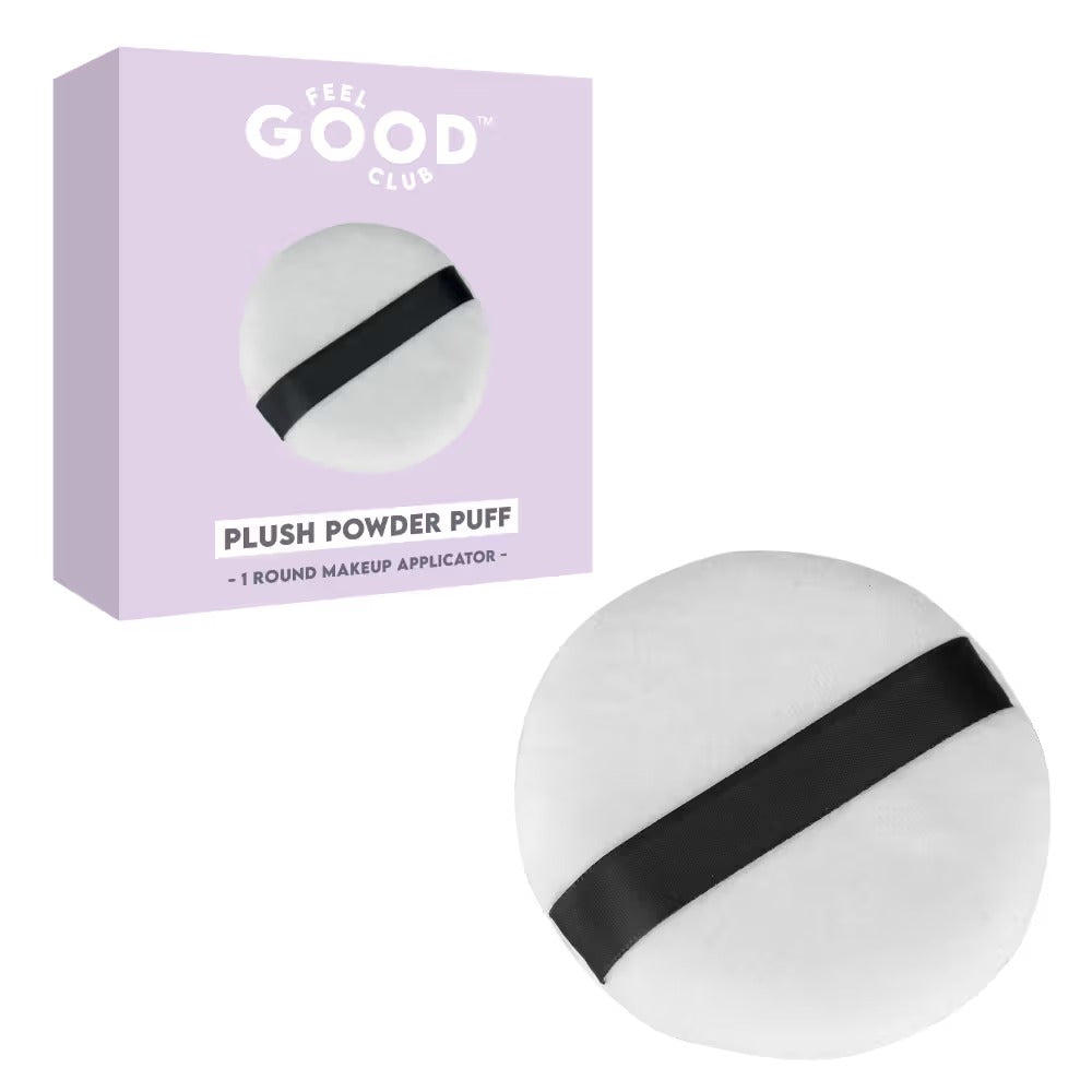 Feel Good Club Plush Powder Puff Large Round Makeup Blender For Loose & Pressed Setting Powder