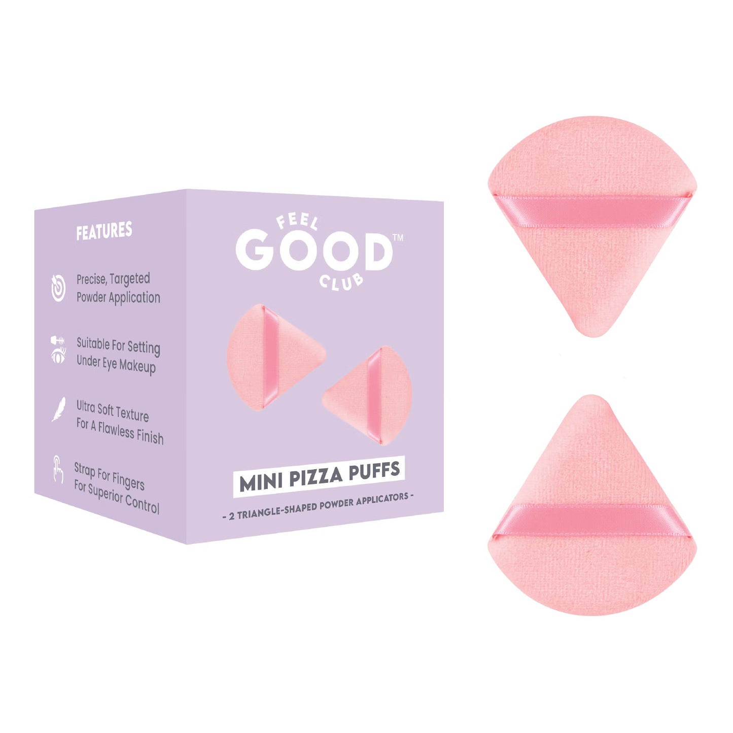 Feel Good Club Mini Pizza Puffs - Pack Of 2 Finger-sized Triangle Powder Applicator Blender Sponges