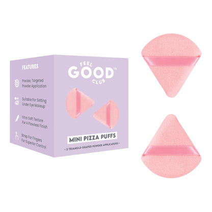 Feel Good Club Mini Pizza Puffs - Pack Of 2 Finger-sized Triangle Powder Applicator Blender Sponges