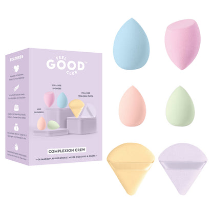 Feel Good Club 6 Pc Makeup Applicators in Mixed Colours- Beauty Sponge Blenders & Pizza Powder Puffs
