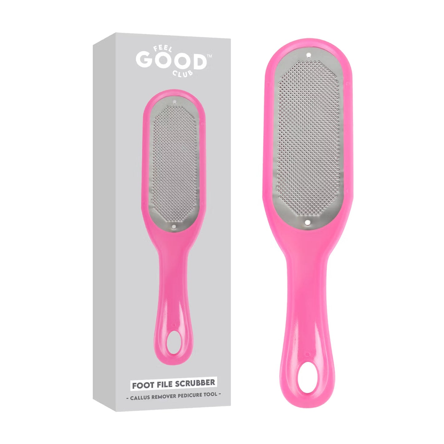 Feel Good Club Stainless Steel Foot File Scrubber Pink Brush
