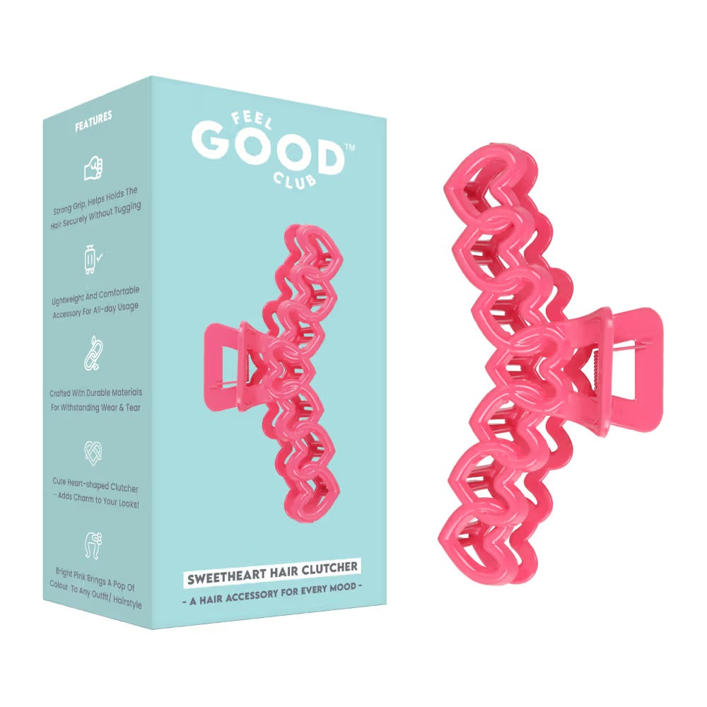 Feel Good Club Sweetheart Hair Clutcher - Pink Claw Clip Accessory For Strong Hold Hair Styling