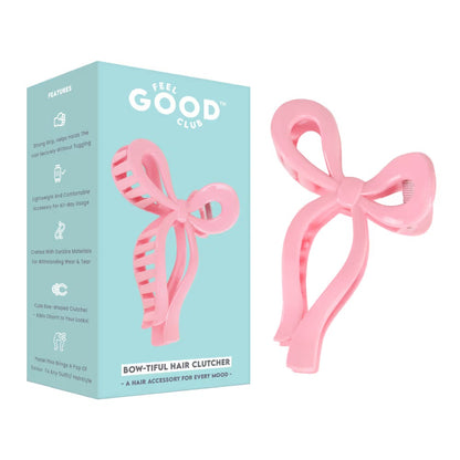 Feel Good Club Bowtiful Hair Clutcher - Pastel Pink Claw Clip Accessory For Strong Hold Hair Styling