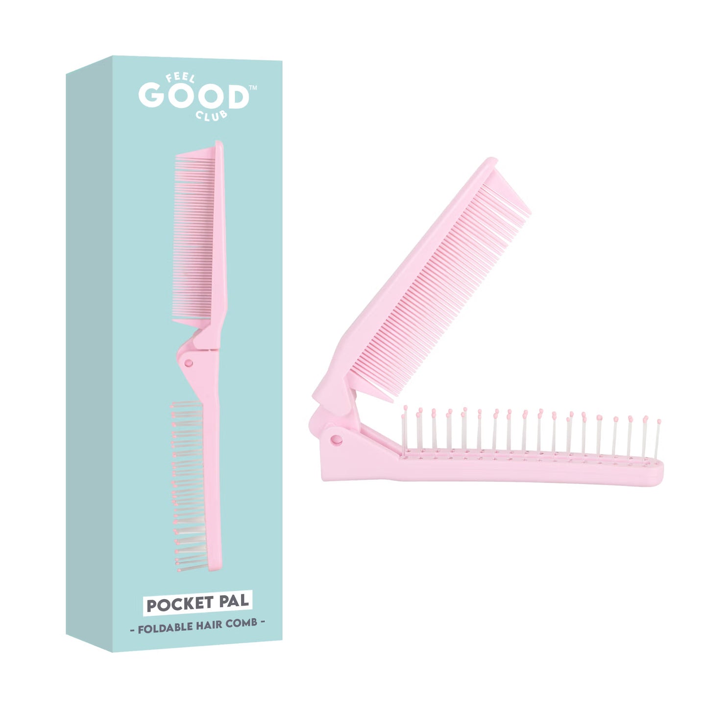 Feel Good Club Pocket Pal - Foldable Mini Hair Comb For Detangling Frizz-Control & Styling On The Go