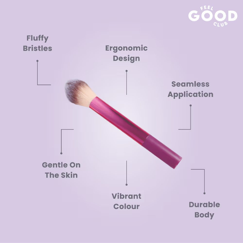 Feel Good Club Powder Brush For Blending Loose Pressed Baked Setting & Finishing Face Makeup Powder