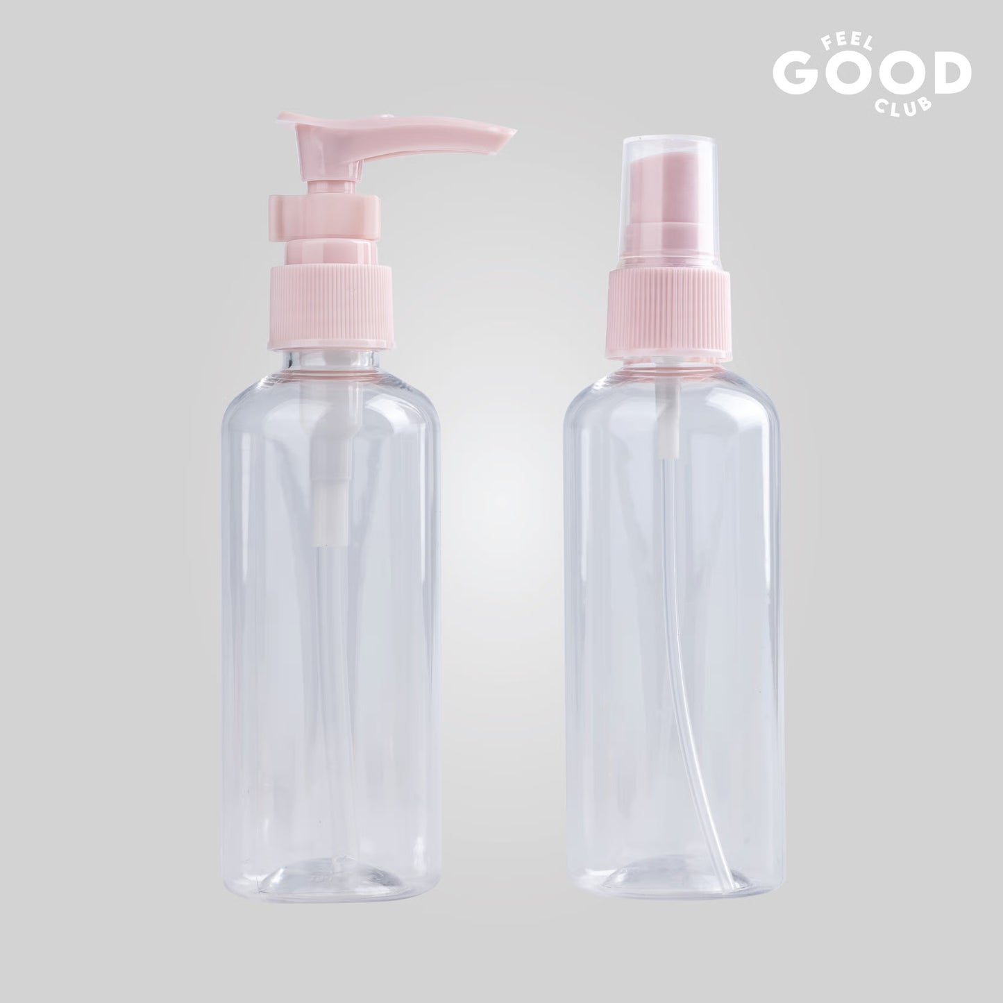 Feel Good Club Travel Toiletry Containers Set For Shampoo, Conditioner, Body Lotion, Skincare, Mists