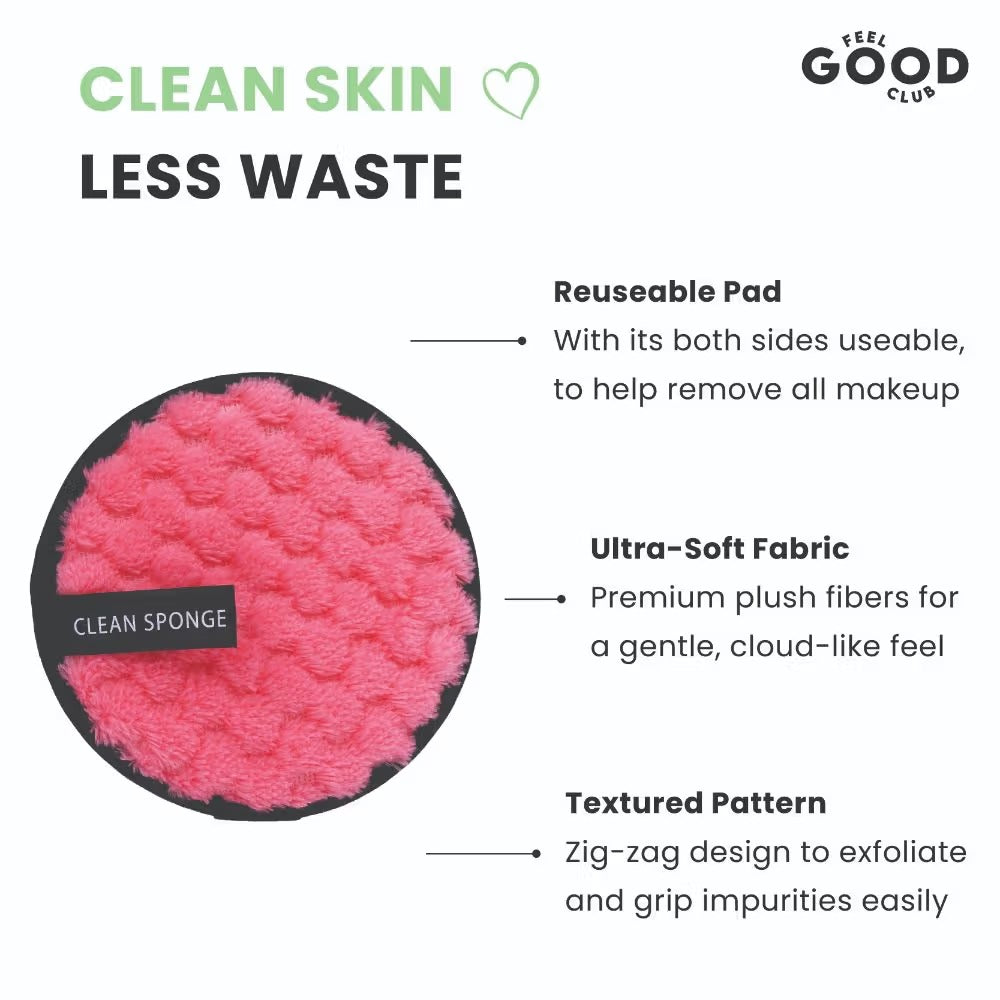 Feel Good Club Makeup Remover Pad - Reusable Soft & Gentle Puff For Face Skin Cleansing (1 Pc)