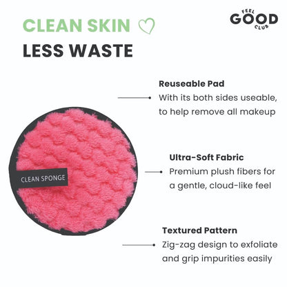 Feel Good Club Makeup Remover Pad - Reusable Soft & Gentle Puff For Face Skin Cleansing (1 Pc)