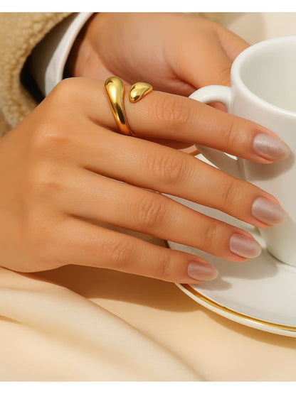 18kt Gold Plated Adjustable Hug Ring, Michelle