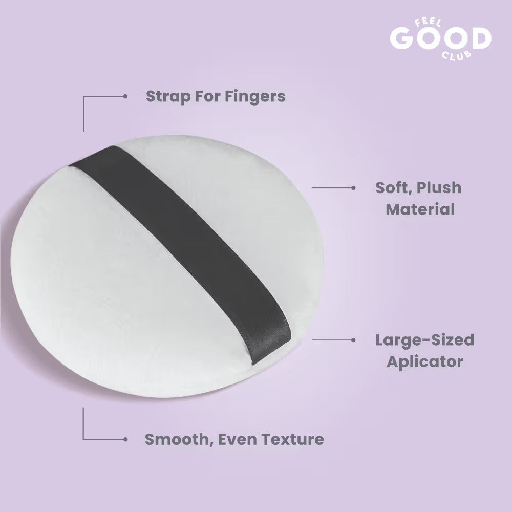 Feel Good Club Plush Powder Puff Large Round Makeup Blender For Loose & Pressed Setting Powder