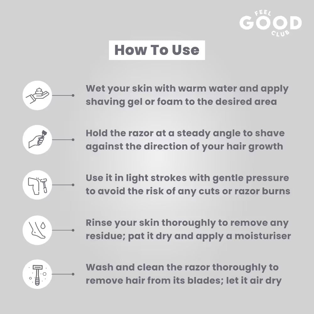 Feel Good Club Triple Blade Razors - Pack Of 3 Reusable Units For Quick & Painless Body Hair Removal