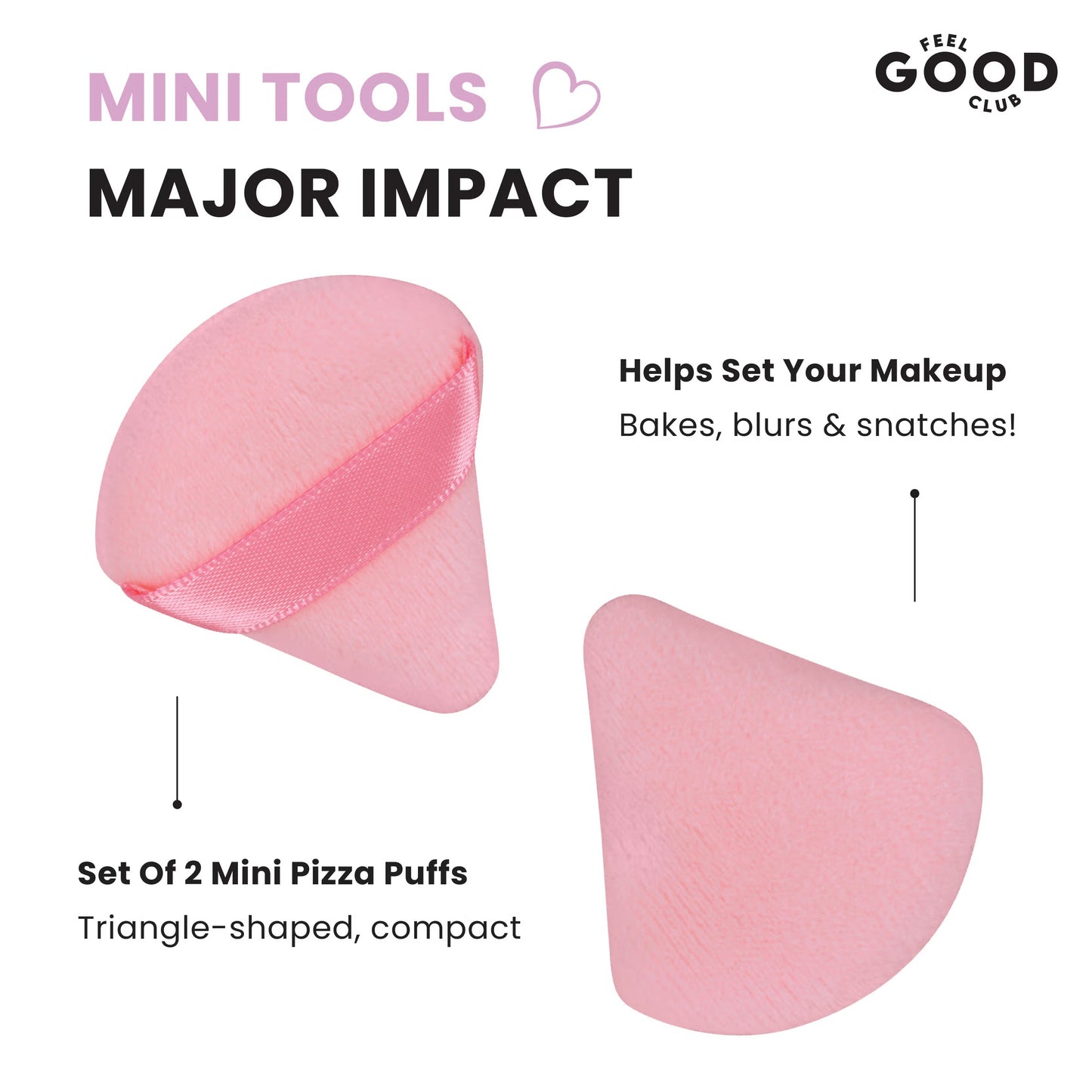 Feel Good Club Mini Pizza Puffs - Pack Of 2 Finger-sized Triangle Powder Applicator Blender Sponges