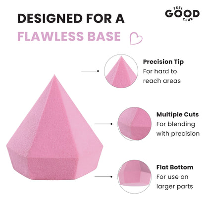 Feel Good Club Diamond Makeup Blender Beauty Sponge Puff For Foundation Concealer Contour & Powder