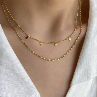 18kt Gold Plated Double Layered Beaded Diamond Necklace, Mia