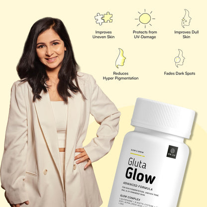Dr. Su Gluta Glow Supplement | Liposomal Glutathione with 500 mg L-Glutathione along with Vitamin C, E, Zinc, Selenium & NAC | For Pigmentation, Dull & UV-Damaged Skin | Dr. Su at Broadway
