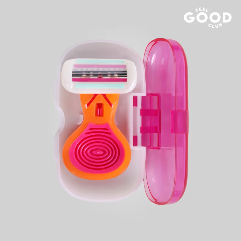 Feel Good Club Mini Body Razor With 5 Precision Blades & Travel Case For Painless Body Hair Removal