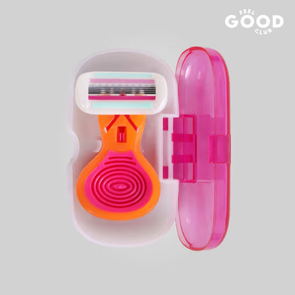 Feel Good Club Mini Body Razor With 5 Precision Blades & Travel Case For Painless Body Hair Removal