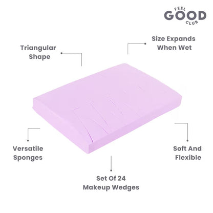Feel Good Club Makeup Wedges Triangle Shaped Mini Beauty Sponge Blender Powder Puffs - Pack Of 24