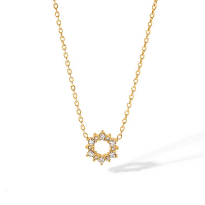 18kt Gold Plated Minimalistic Cubic Zirconia Sun Necklace, Diana