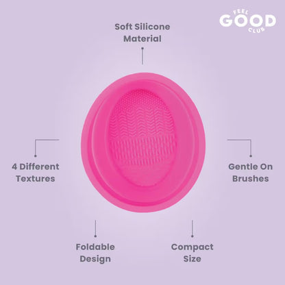 Feel Good Club Swirl & Scrub Mini Foldable Makeup Brush Cleaner Silicone Bowl With Textured Surface