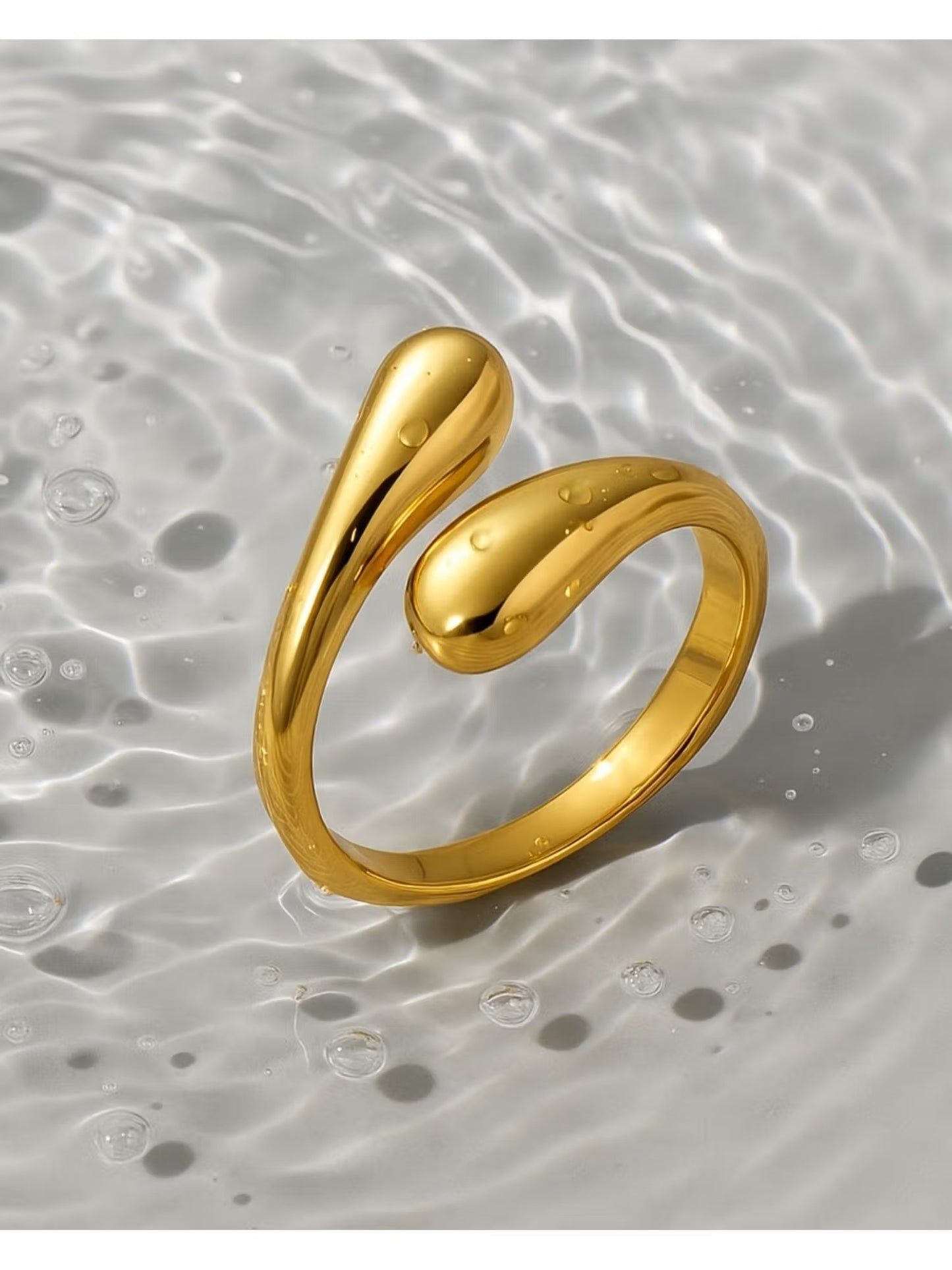 18kt Gold Plated Adjustable Hug Ring, Michelle