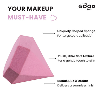 Feel Good Club Diamond Makeup Blender Beauty Sponge Puff For Foundation Concealer Contour & Powder