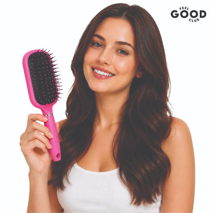 Feel Good Club Paddle Brush With Built-In Mirror On The Back For Detangling Frizz-Control & Styling