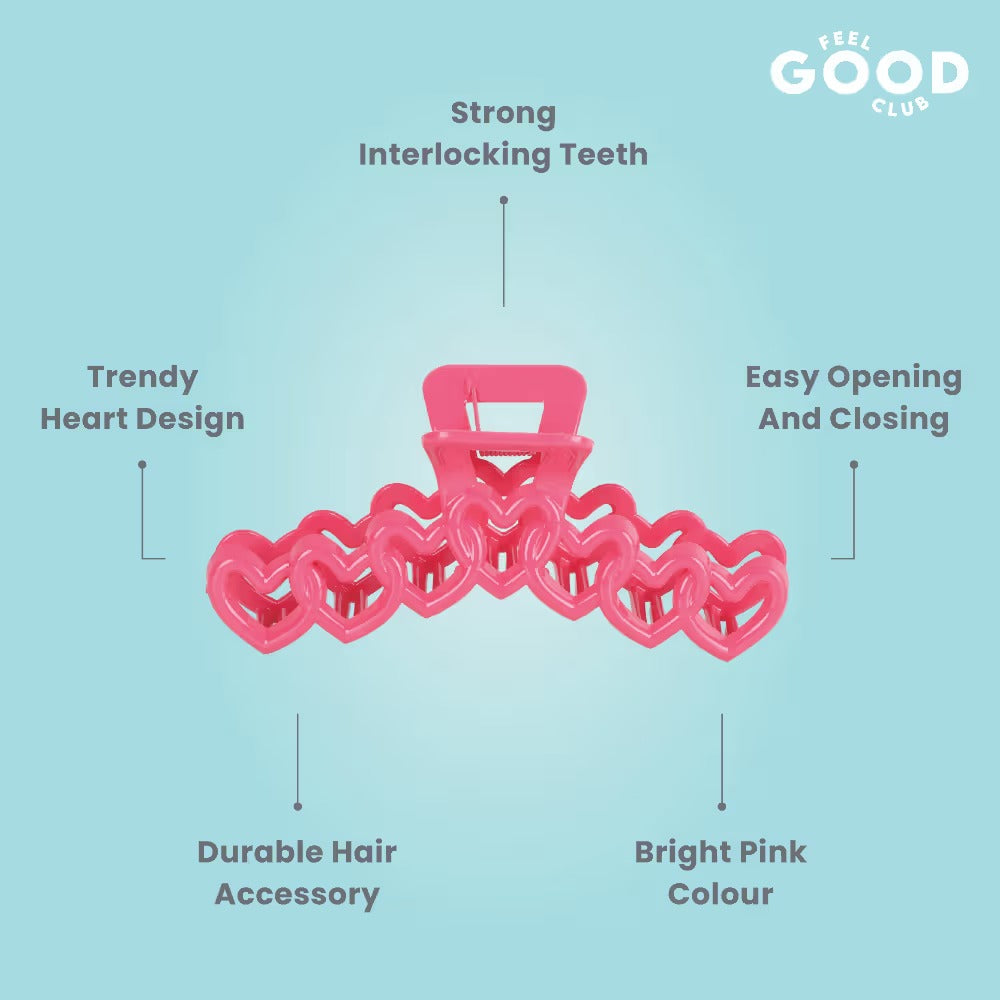 Feel Good Club Sweetheart Hair Clutcher - Pink Claw Clip Accessory For Strong Hold Hair Styling