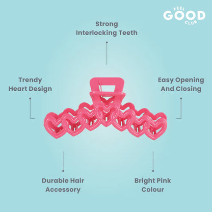 Feel Good Club Sweetheart Hair Clutcher - Pink Claw Clip Accessory For Strong Hold Hair Styling